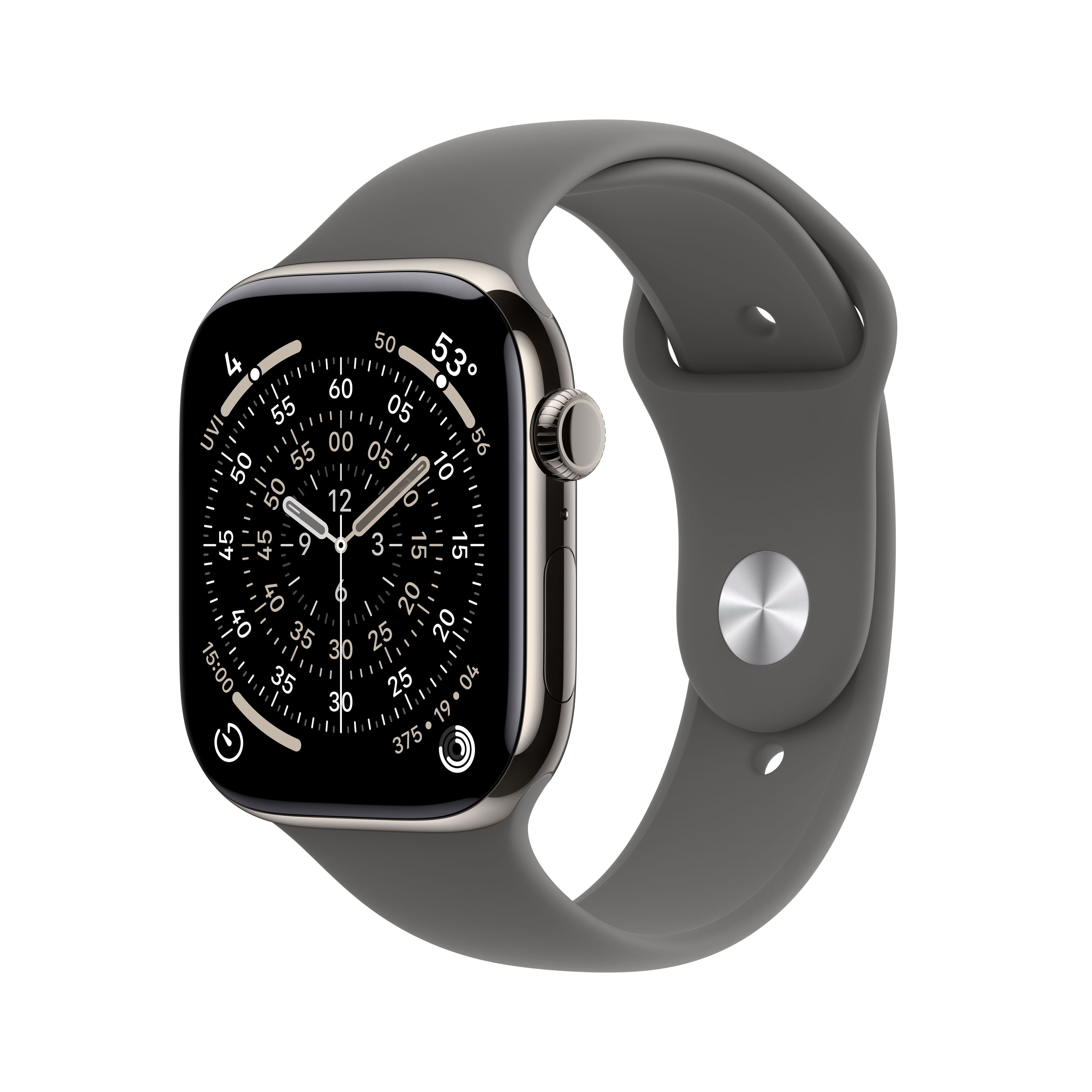 Apple Watch Series 11 GPS + Cellular 46mm Natural Titanium Case with Stone Gray Sport Band - M/L
